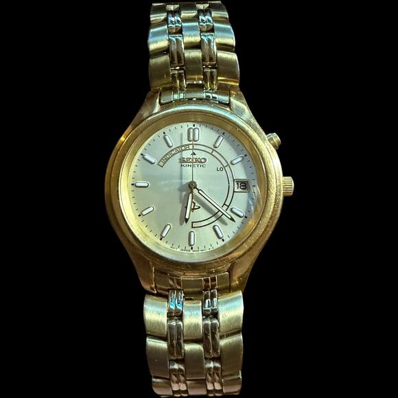 Seiko Kinetic Gold Tone Wristwatch 5M42-0A10 Men\'s Stainless Steel Watch w/ Date main image 4